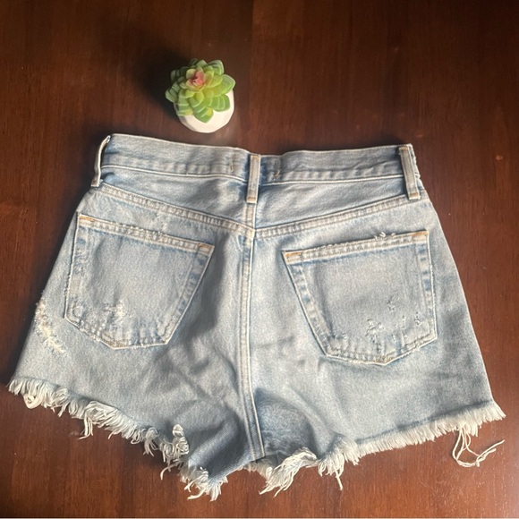 Agolde Parker Light Blue Cut Off Denim Button Fly Jean Shorts Size 24 - Picture 2 of 9